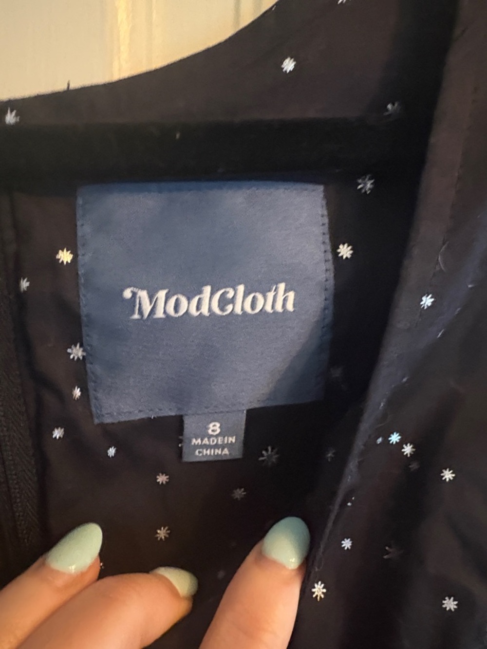 ModCloth Black and Silver Star Constellation Fit-and-Flare Midi Dress - Picture 2 of 8
